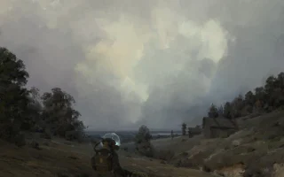 一个人带着面罩的人，探索这片场地